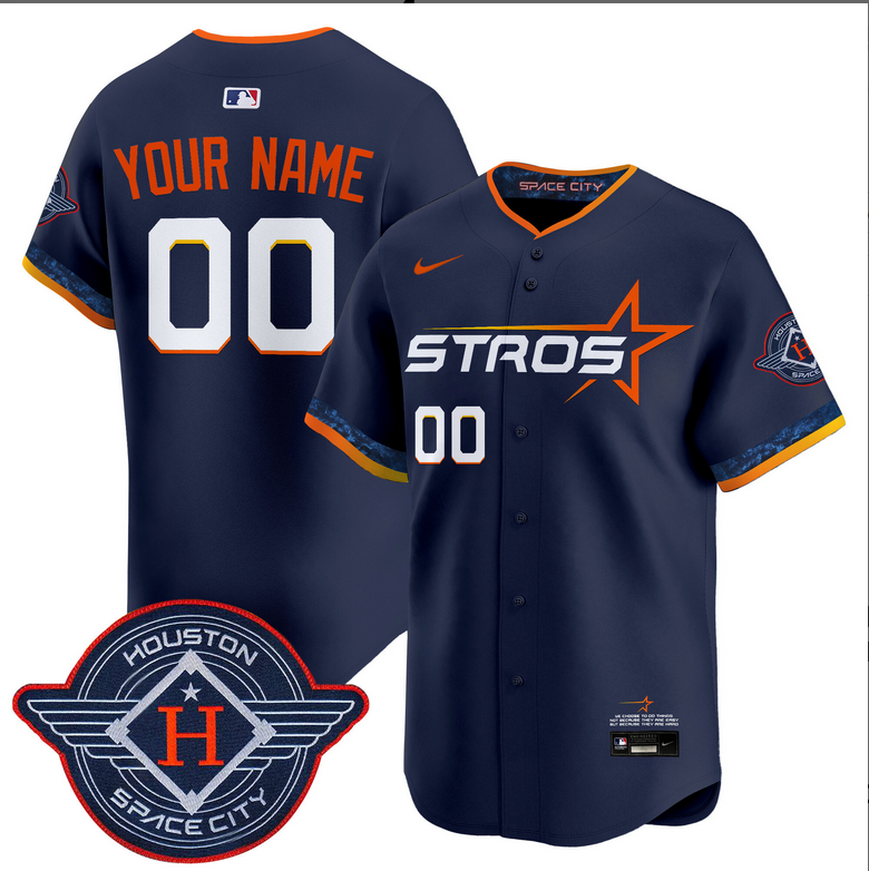 Men Houston Astros 2025 City Connect Vapor blue Limited Custom Stitched Jersey